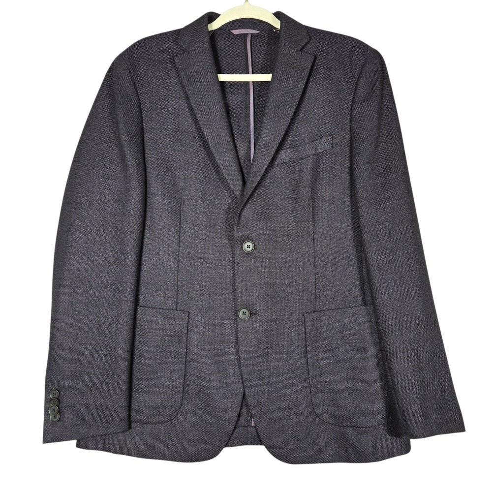 Michael Kors Sport Coat Mens 40R Purple 100% Wool Textured Patch Pocket Blazer